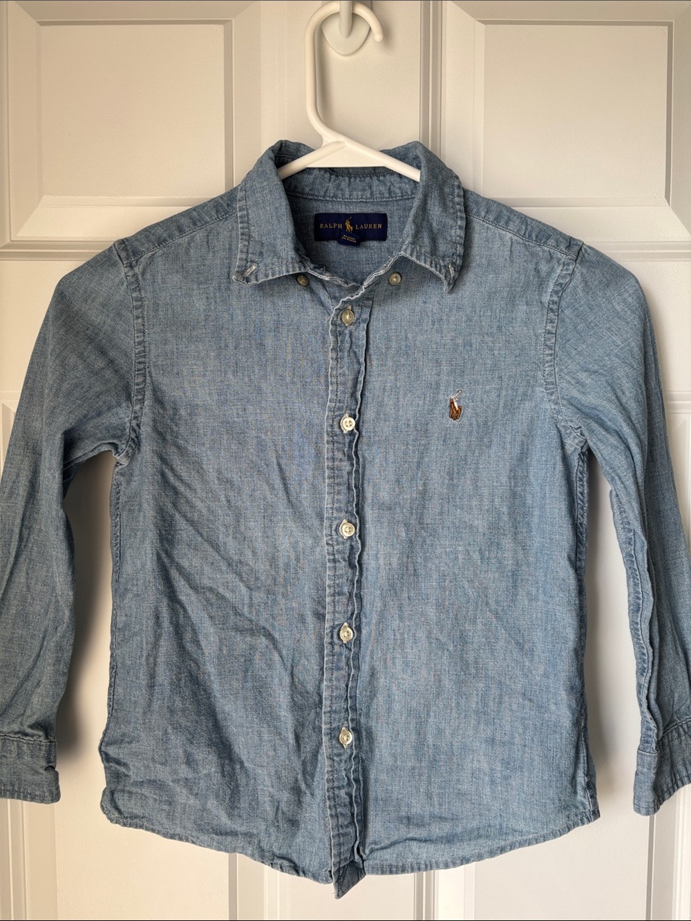 Ralph Lauren Light Blue Denim Button-Down Shirt with Embroidered Pony